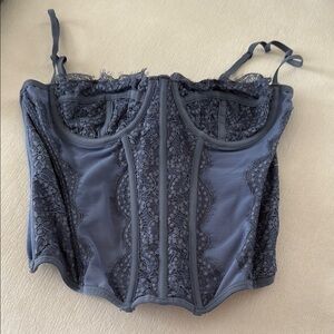 Elegant Gray Lace Corset Top
